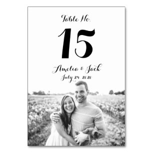 Typography Photo Wedding Table Number Card