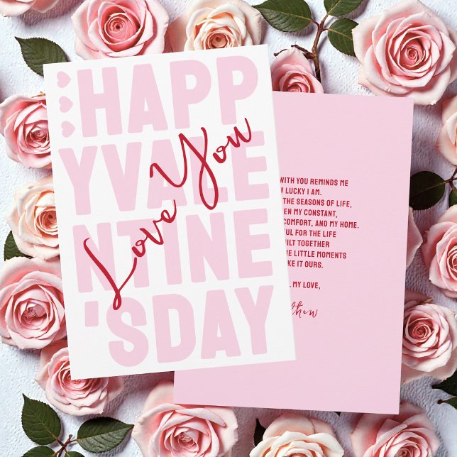 Typography Pink and Red  Happy Valentine's Day Holiday Card (Typography Pink and Red Happy Valentine's Day Holiday Card)