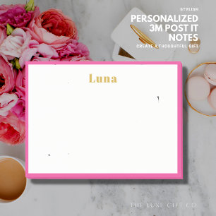 Typography Pink Edge Personalized Post-It Notes 