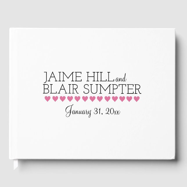 Typography Pink Heart Guest Book Gender Neutral (Front)
