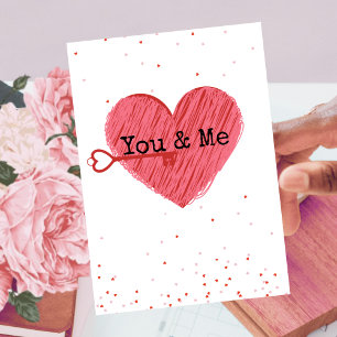 Typography Pink Red Heart Happy Valentines Day Postcard