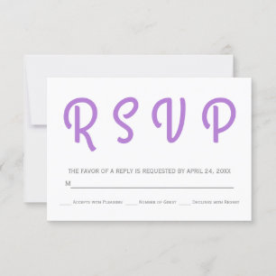 Typography polka dot lavender wedding RSVP Card