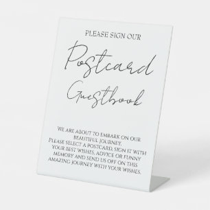 Typography postcard guest book wedding sign