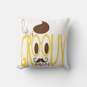 Typography Print Pillows Hipster Eyeglasses