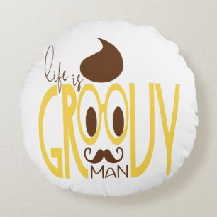 Typography Print Round Pillows Hipster Eyeglasses