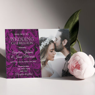 Typography Purple Wedding Invitation