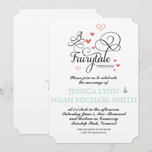 Typography Quote Mint and Coral FairyTale Wedding Invitation