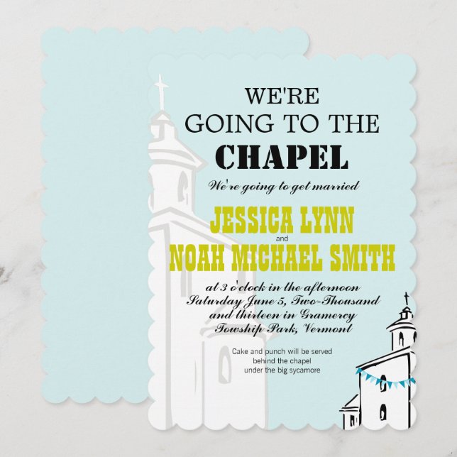 Typography Quote We're going to the Chapel Wedding Invitation (Front/Back)