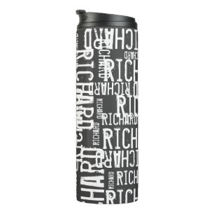 Typography (repeating name) Black  Thermal Tumbler