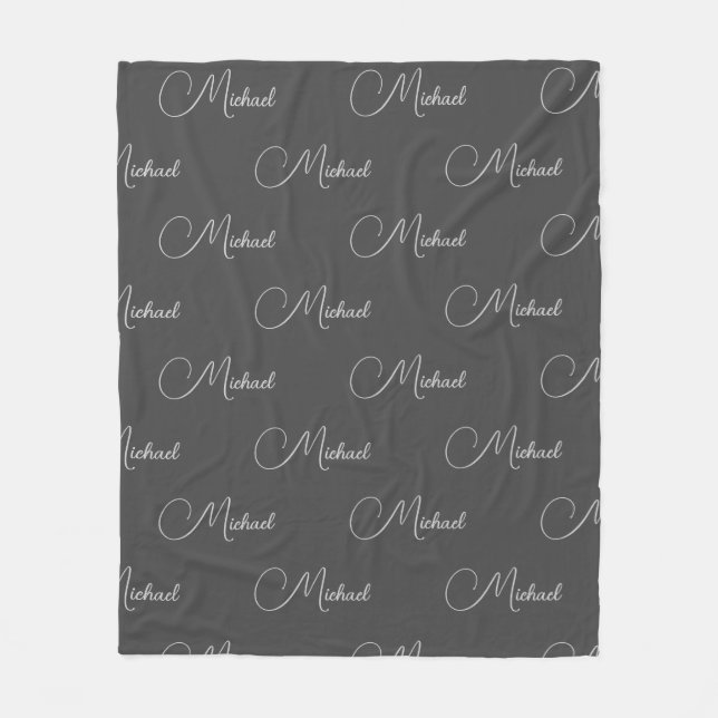 Typography Replace Your Name Template Dark Grey Fleece Blanket (Front)