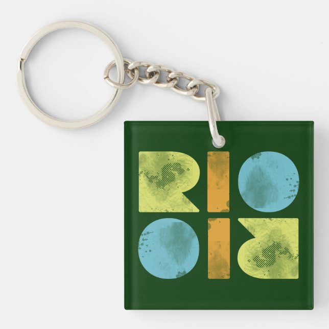 Typography Rio for keys Key Ring (Front)