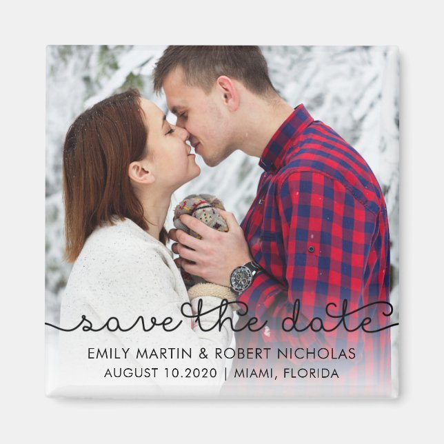 Typography Save the Date Wedding Magnet (Front)
