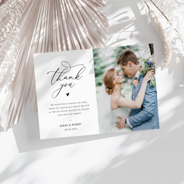 typography script custom photo wedding thank you card (Creator Uploaded)