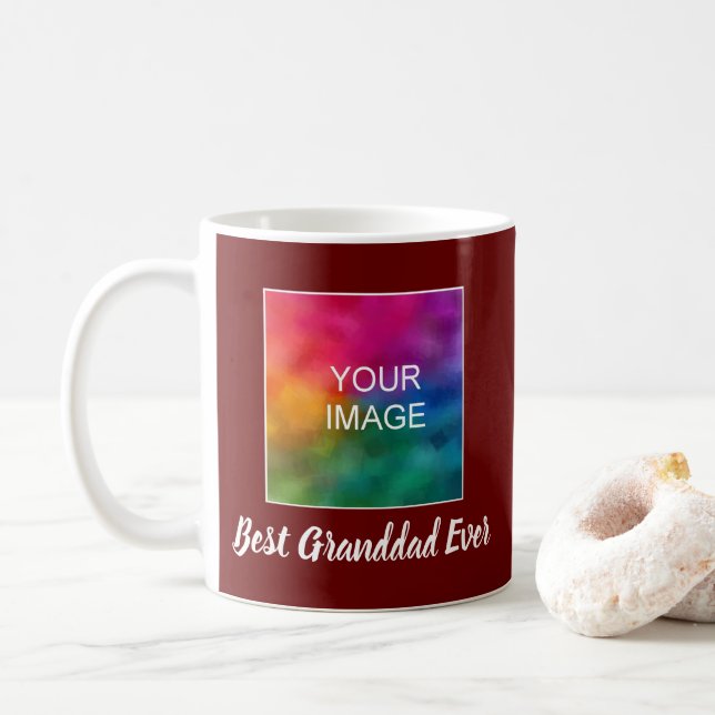 Typography Script Cute Retro Best Granddad Ever Coffee Mug (With Donut)