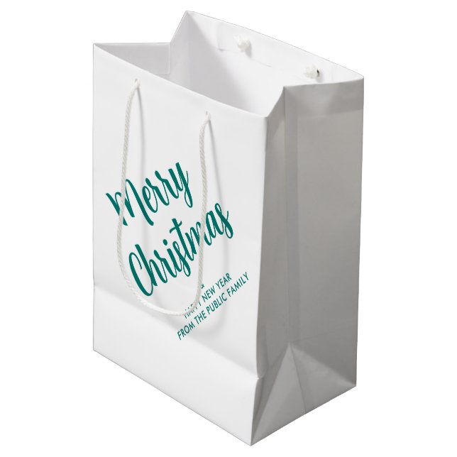 Typography Script Merry Christmas Elegant Template Medium Gift Bag (Front Angled)