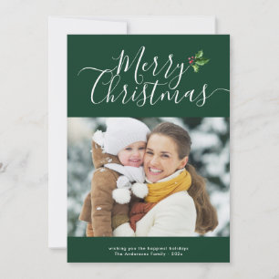 typography script merry christmas photo holiday card