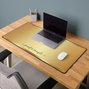 Typography Script Name Elegant Gold Modern Simple Desk Mat