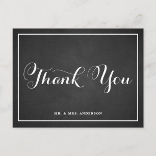 Typography Script Thank You Chalkboard Postcard