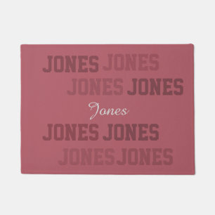 Typography Short Lastname Pink Collage Doormat