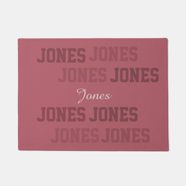 Typography Short Lastname Pink Collage Doormat (Front)