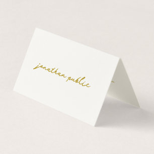 Typography Signature Cream & Gold Folded Luxury Business Card