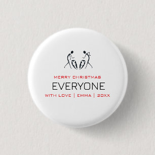 typography, Silhouette drummers Christmas 3 Cm Round Badge
