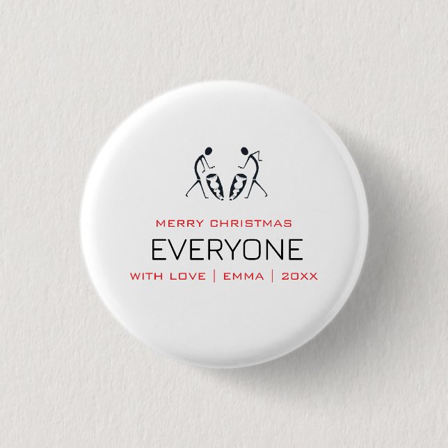 typography, Silhouette drummers Christmas 3 Cm Round Badge (Front)
