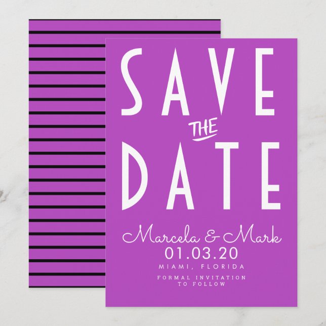 Typography Simple Bright Save The Dates Card (Front/Back)