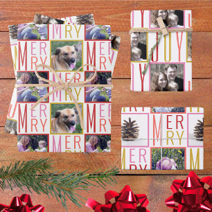 Typography Square Photos Warm Colours Wrapping Paper Sheet