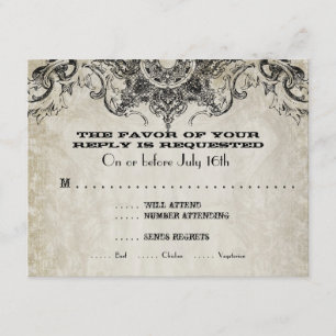 Typography Style Engravers Fonts Swirl Flourishes RSVP Card