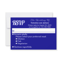 Typography Style Minimalist Dark Blue Wedding RSVP