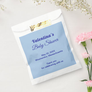 Typography Style Minimalist Light Blue Baby Shower Favour Bags
