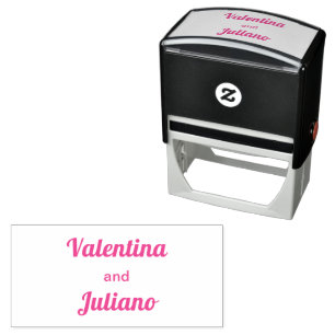 Typography Style Minimalist Pink Wedding Stamp