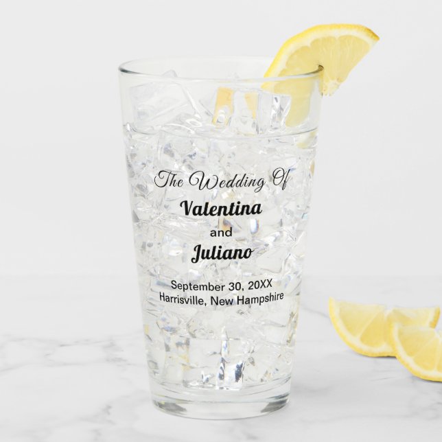 Typography Style Wedding Glass Cup (Back Ice)