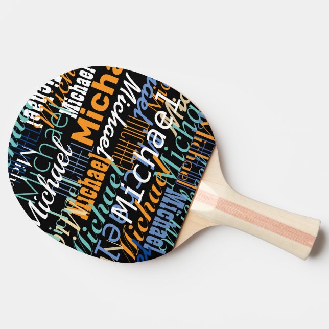 Typography Table Tennis Player Name Cool  Ping Pong Paddle (Side)