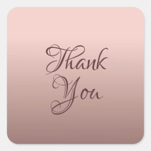 Typography Template Thank You Rose Gold Colour Square Sticker