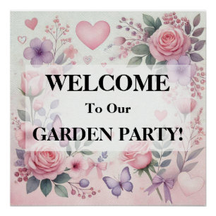 Typography text floral hearts romantic watercolor  poster