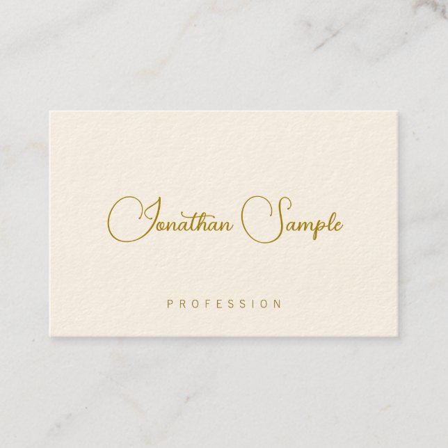 Typography Text Modern Elegant Template Gold Font Business Card (Front)