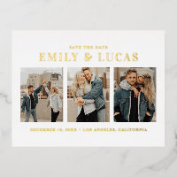 Typography Three Photo Collage Save The Date