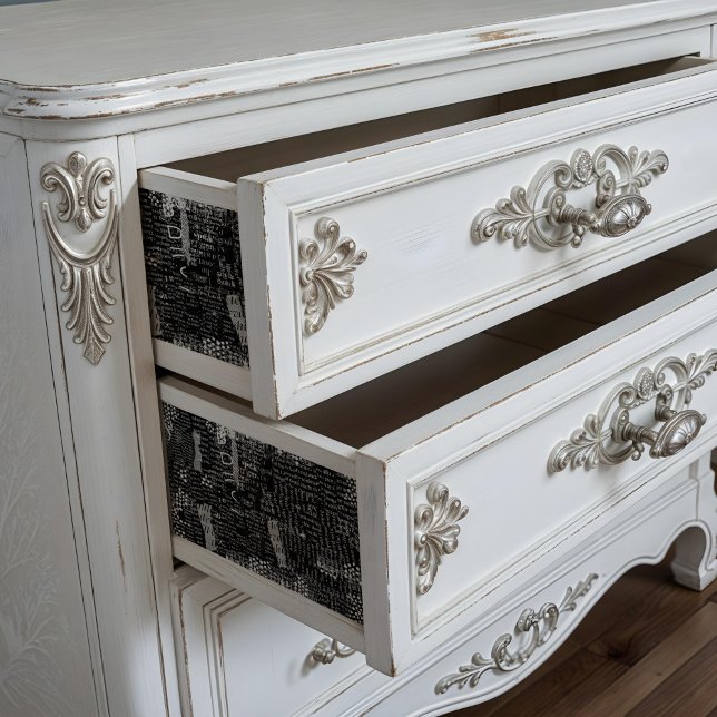 Typography tissue paper for decoupage or collage (This is a mockup.  The design may appear larger or smaller depending on the size of your furniture.)