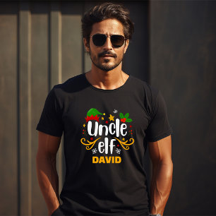Typography Uncle Elf Fun Family Matching T-Shirt