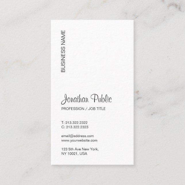 Typography Upload Your Logo Vertical Modern Business Card (Front)