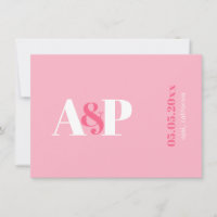 Typography Vibrant Pink Magenta Monogram Wedding
