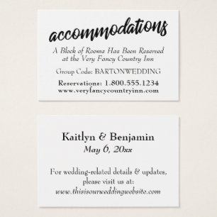 Typography Wedding Accommodations Insert Cards