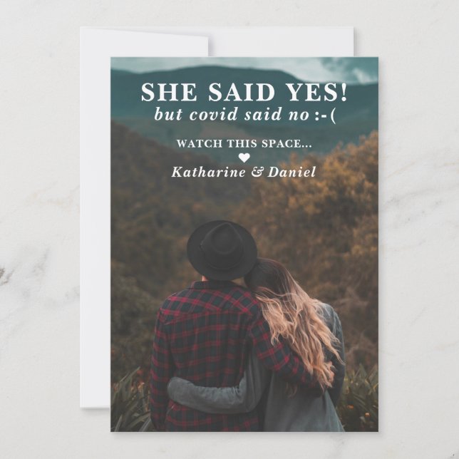 Typography Wedding Postponement Save The Date (Front)