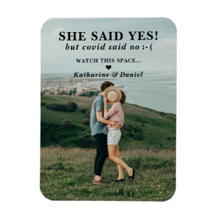 Typography Wedding Postponement Save The Date Magnet