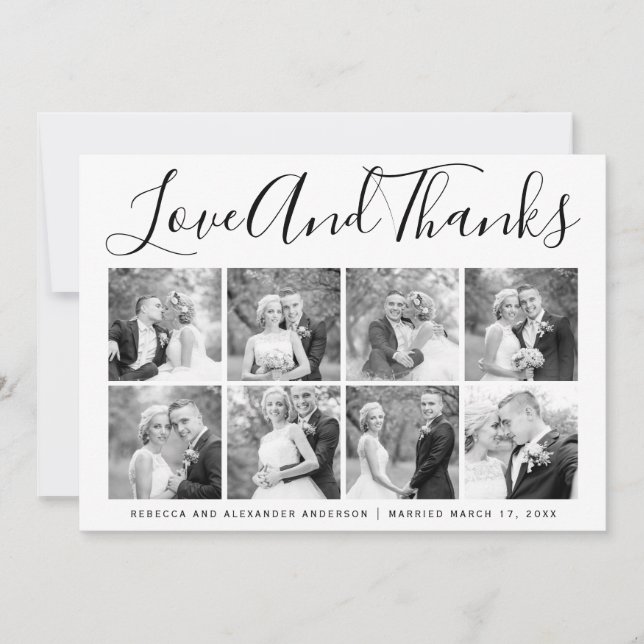 Typography wedding Thank You eight photo collage (Front)
