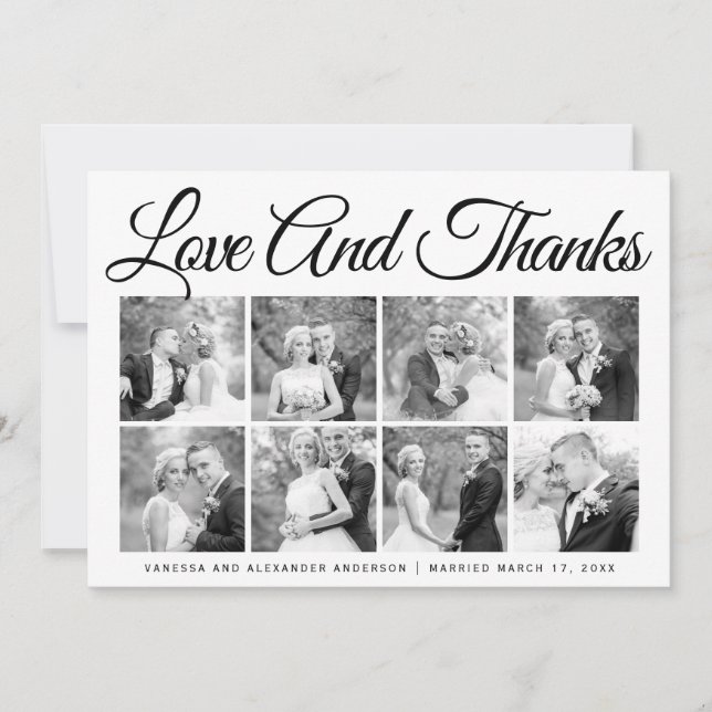 Typography wedding Thank You eight photo collage (Front)