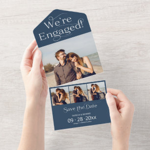 Typography We're Engaged Save The Date All In One Invitation