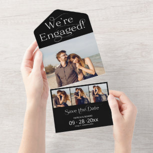 Typography We're Engaged Save The Date All In One Invitation